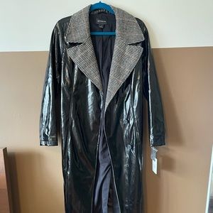 Something Navy Patent Leather Trench Coat